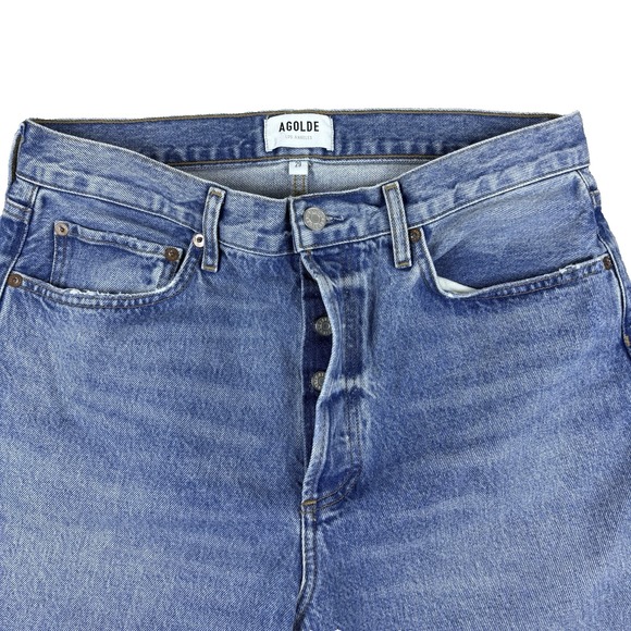 AGOLDE 90s Crop Jeans Womens 29 High Rise Organic Denim Y2K Button Fly Raw Hem - Picture 4 of 16